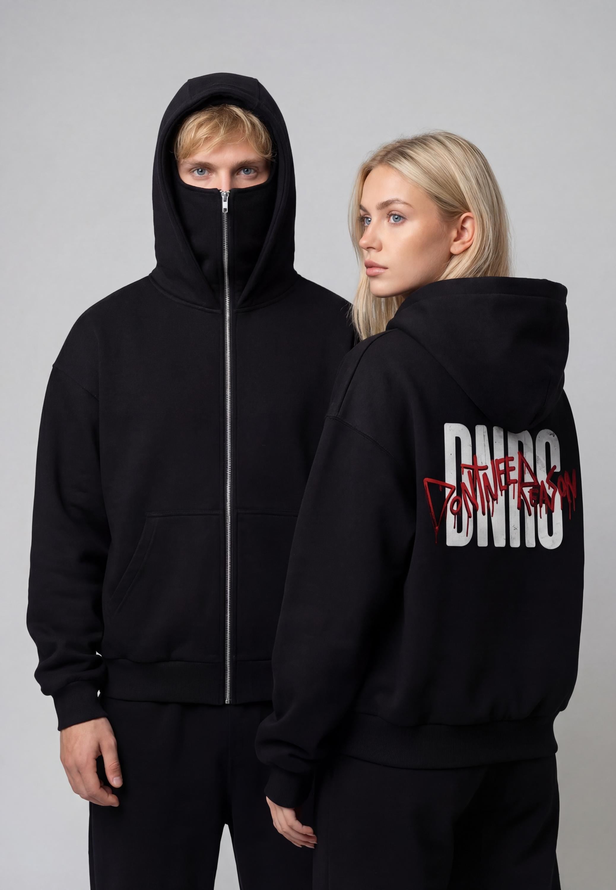 Full Zip Up Face Hoodie, Graphic Streetwear Sweatshirt, Cyber Y2K Goth Star Jacket, Alternative Opium Style Clothing, Mask Hood