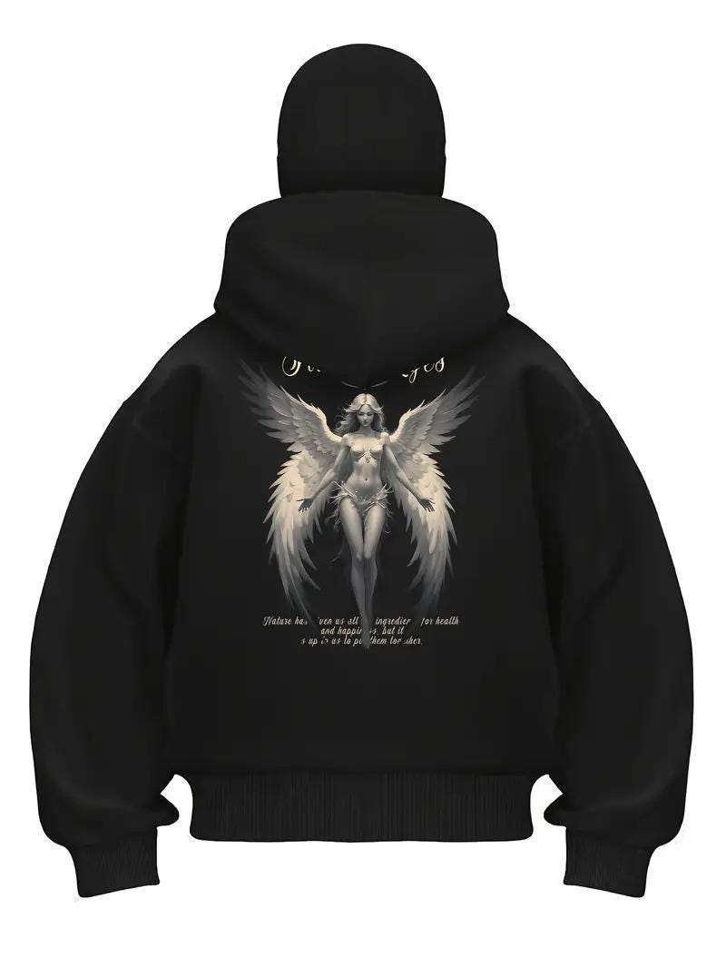 Full Zip Up Face Hoodie, Graphic Streetwear Sweatshirt, Cyber Y2K Goth Star Jacket, Alternative Opium Style Clothing, Mask Hood