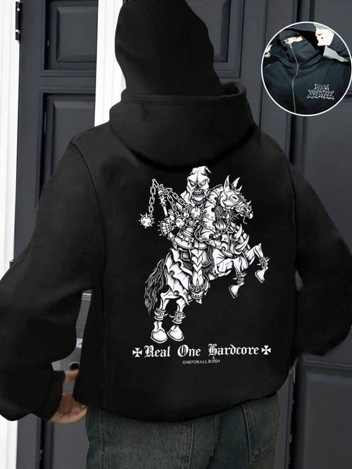 Full Zip Up Face Hoodie, Graphic Streetwear Sweatshirt, Cyber Y2K Goth Star Jacket, Alternative Opium Style Clothing, Mask Hood