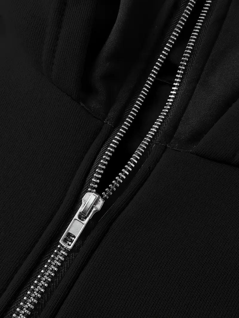 Full Zip Up Face Hoodie, Graphic Streetwear Sweatshirt, Cyber Y2K Goth Star Jacket, Alternative Opium Style Clothing, Mask Hood, Spider